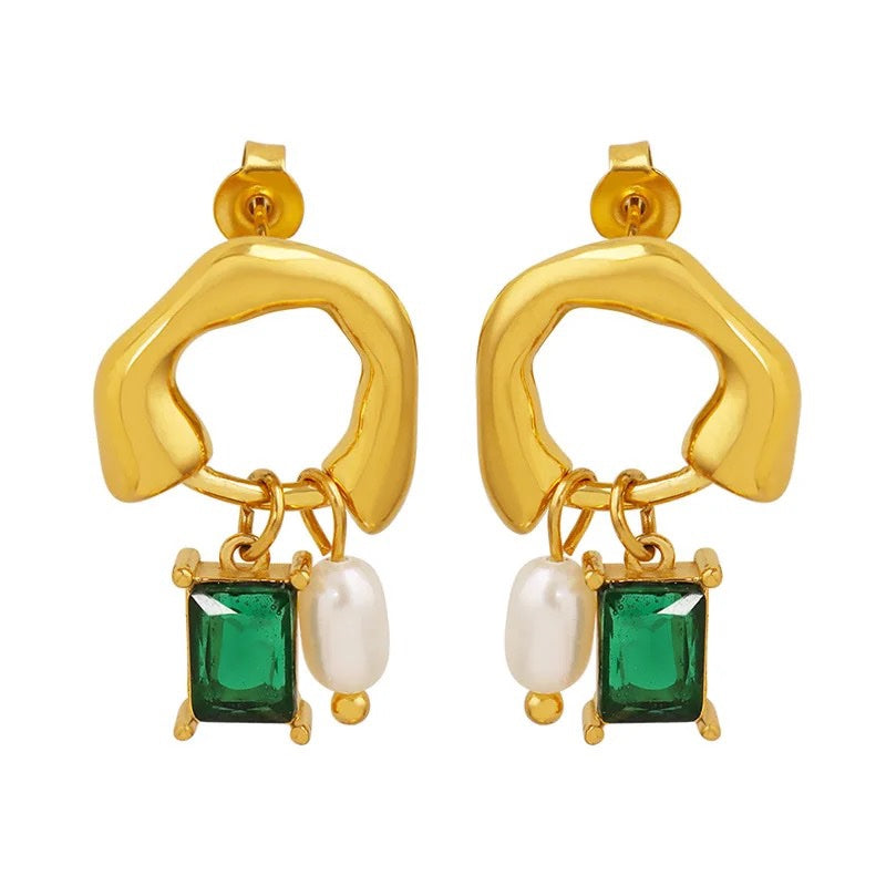 Pegri Emerald Gold Earrings