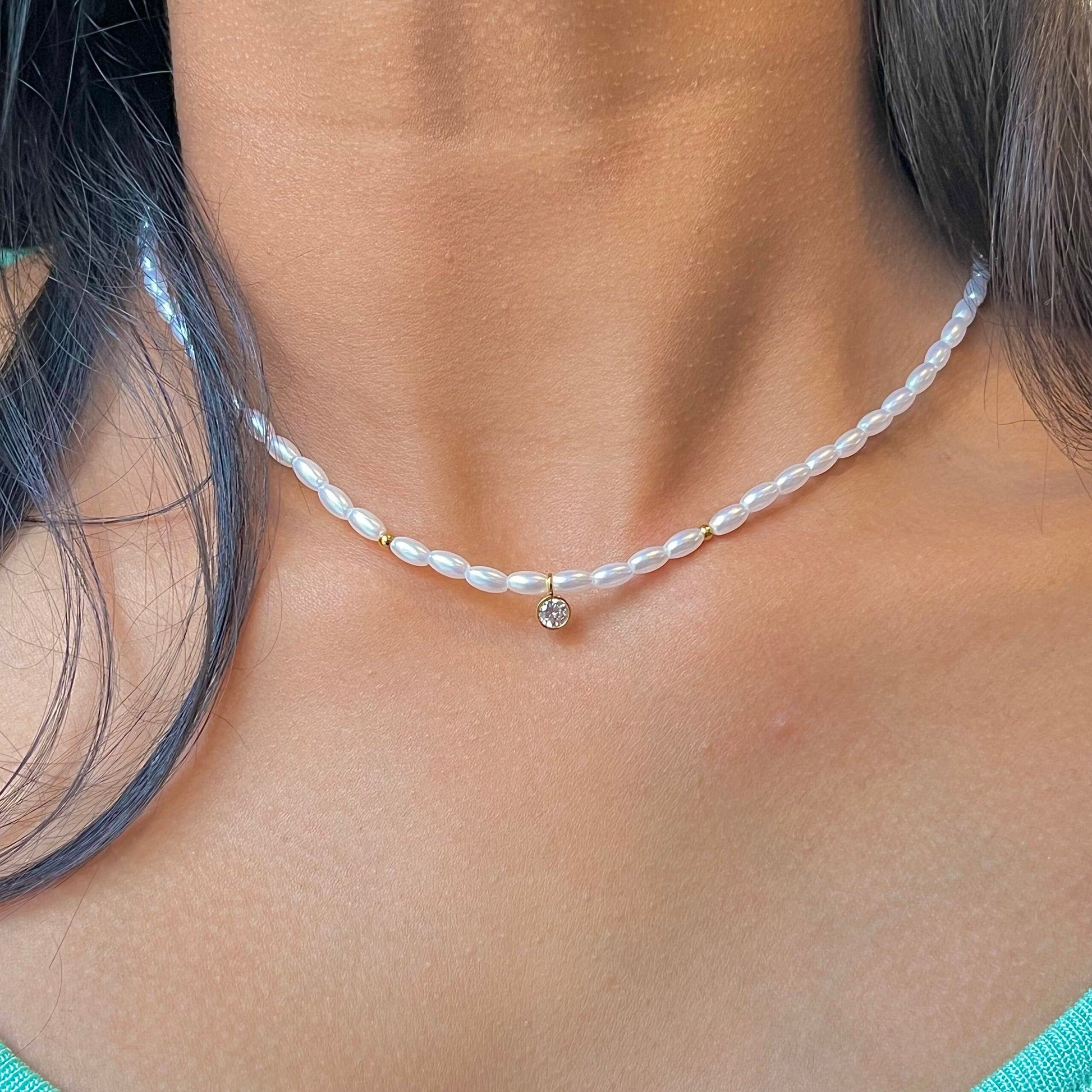 Venezia Little Stone Pearl Necklace