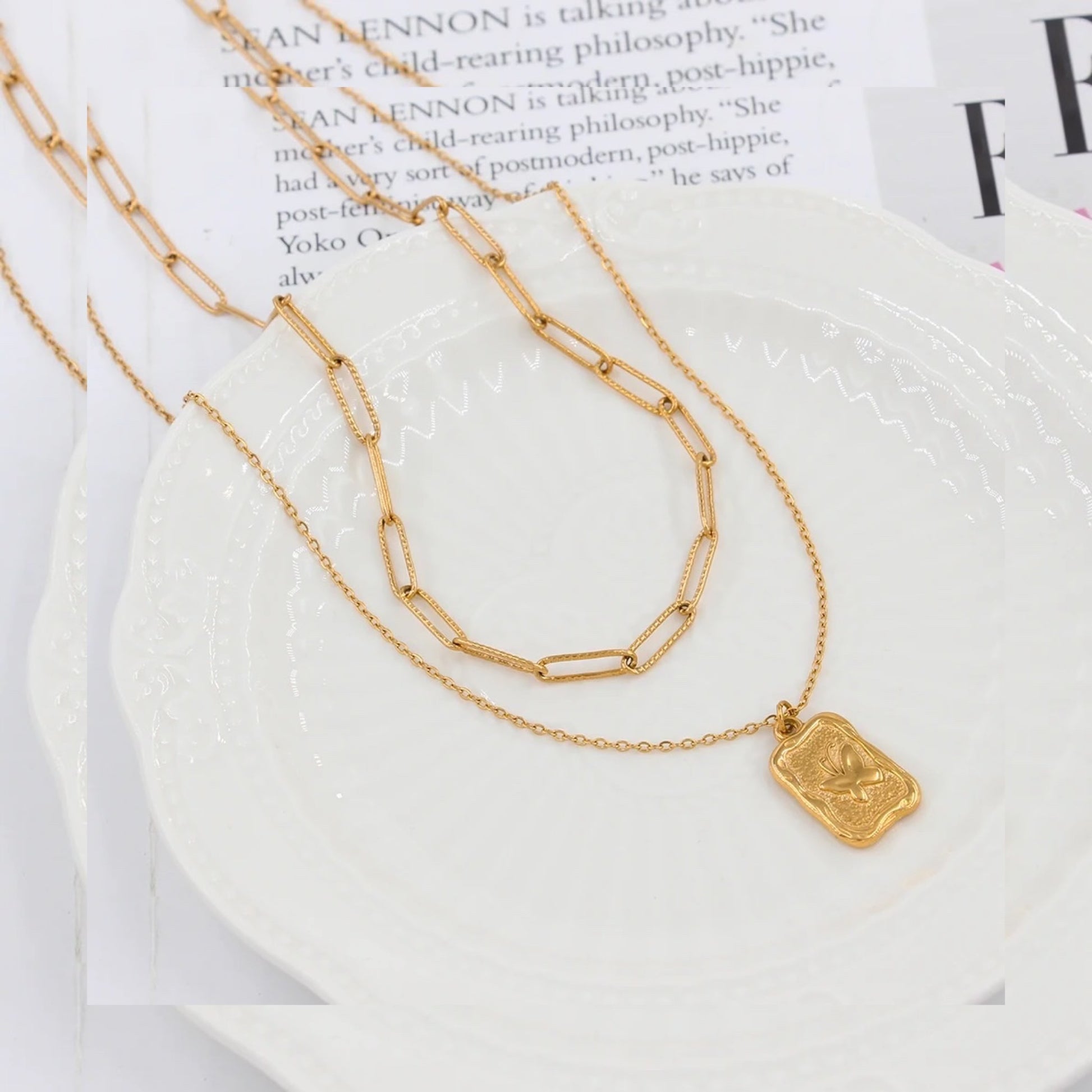 Butterfly Gold Layered Necklace
