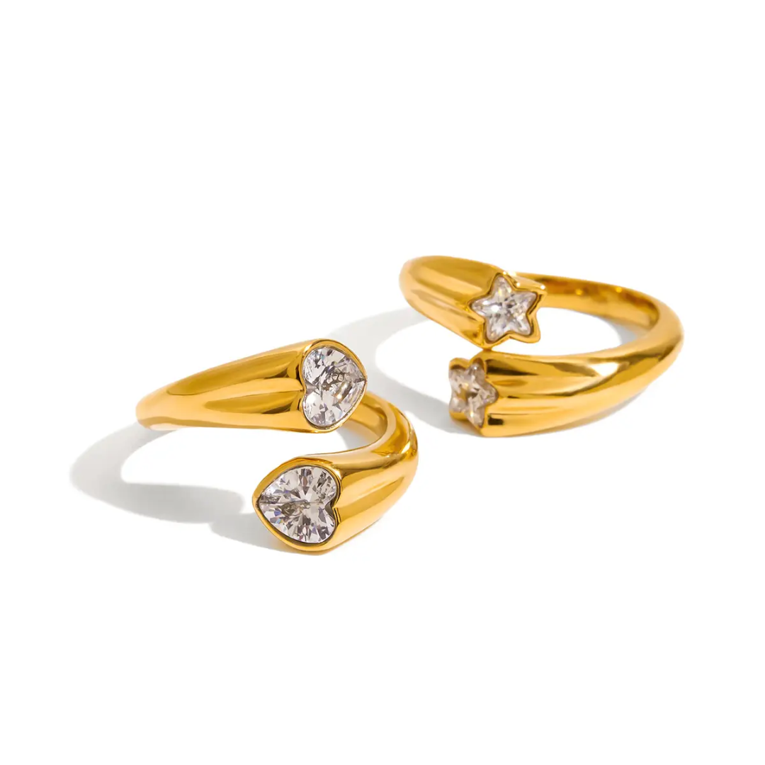 Twinkli Dual Heart Gold Ring