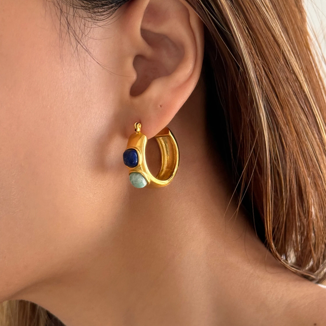 Kava Coloured Stone Hoops