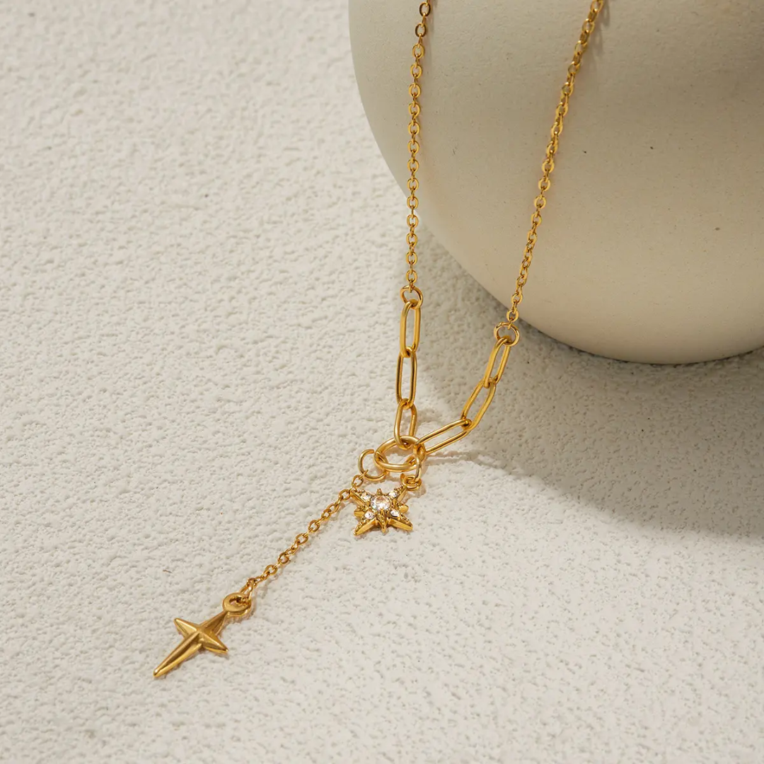 Saturn Double Star Necklace