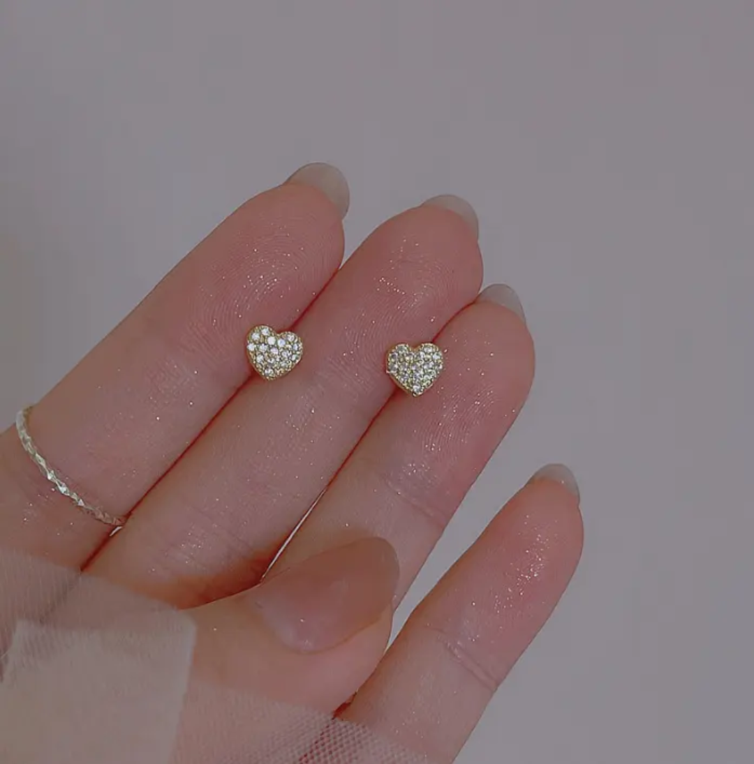 Kelly Little Diamond Heart Studs