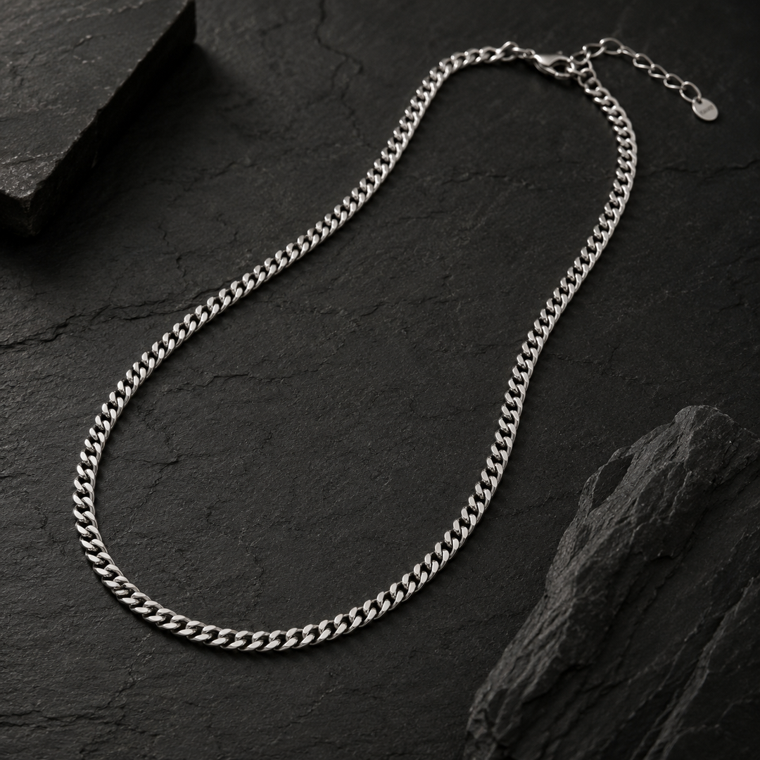 Bare Chunky Silver Linked Chain