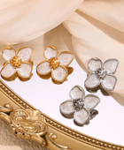 Yasmine White Flower Earrings