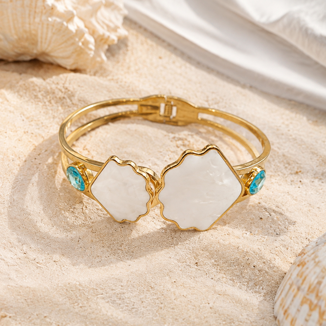 Ocean Blue Seashell Cuff
