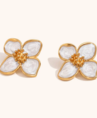 Yasmine White Flower Earrings