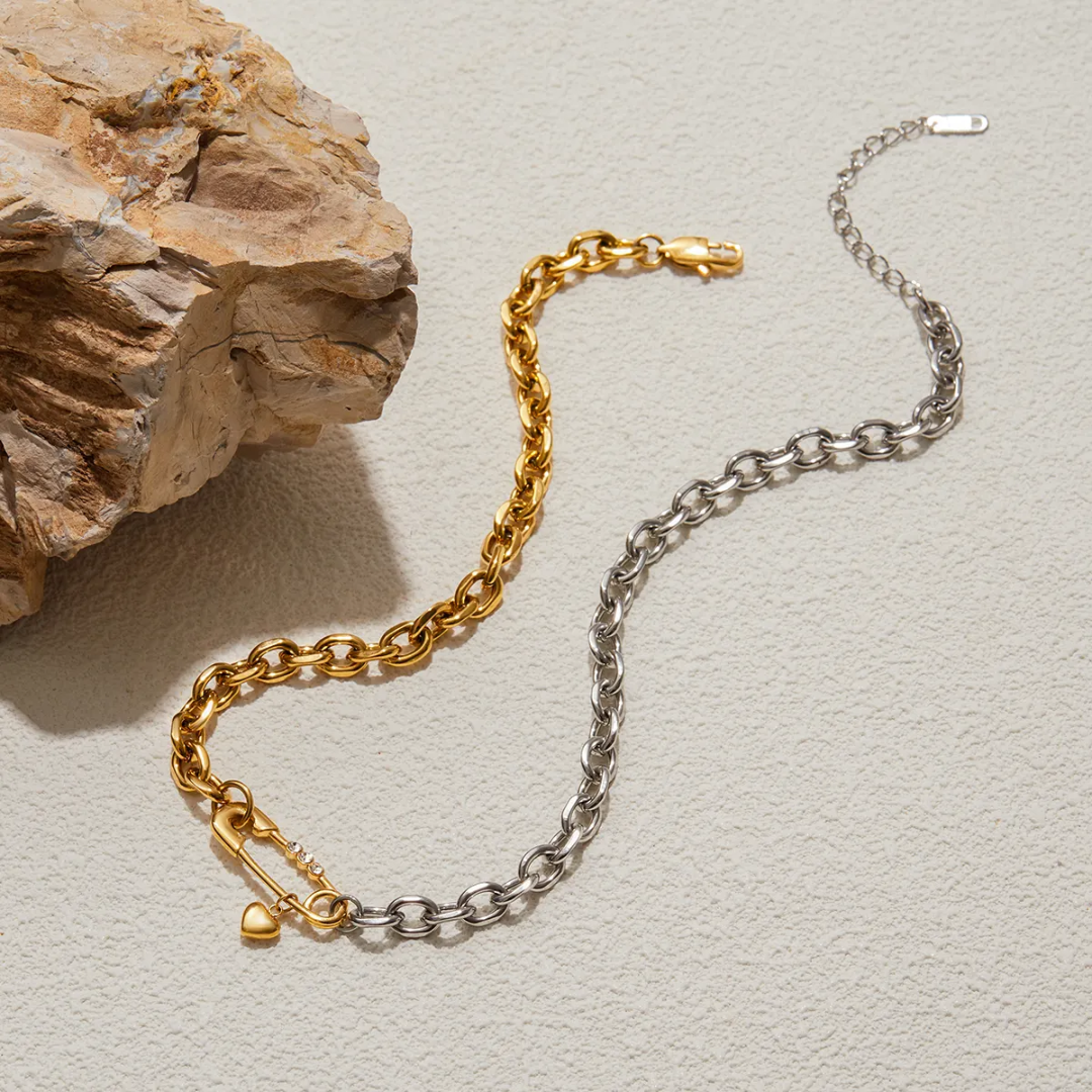 Stylish Dual Safety Pin Necklace