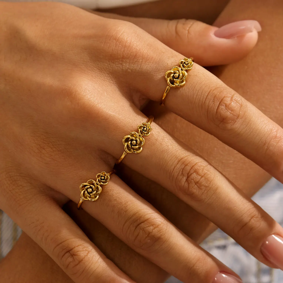 Rainy Flower Gold Ring