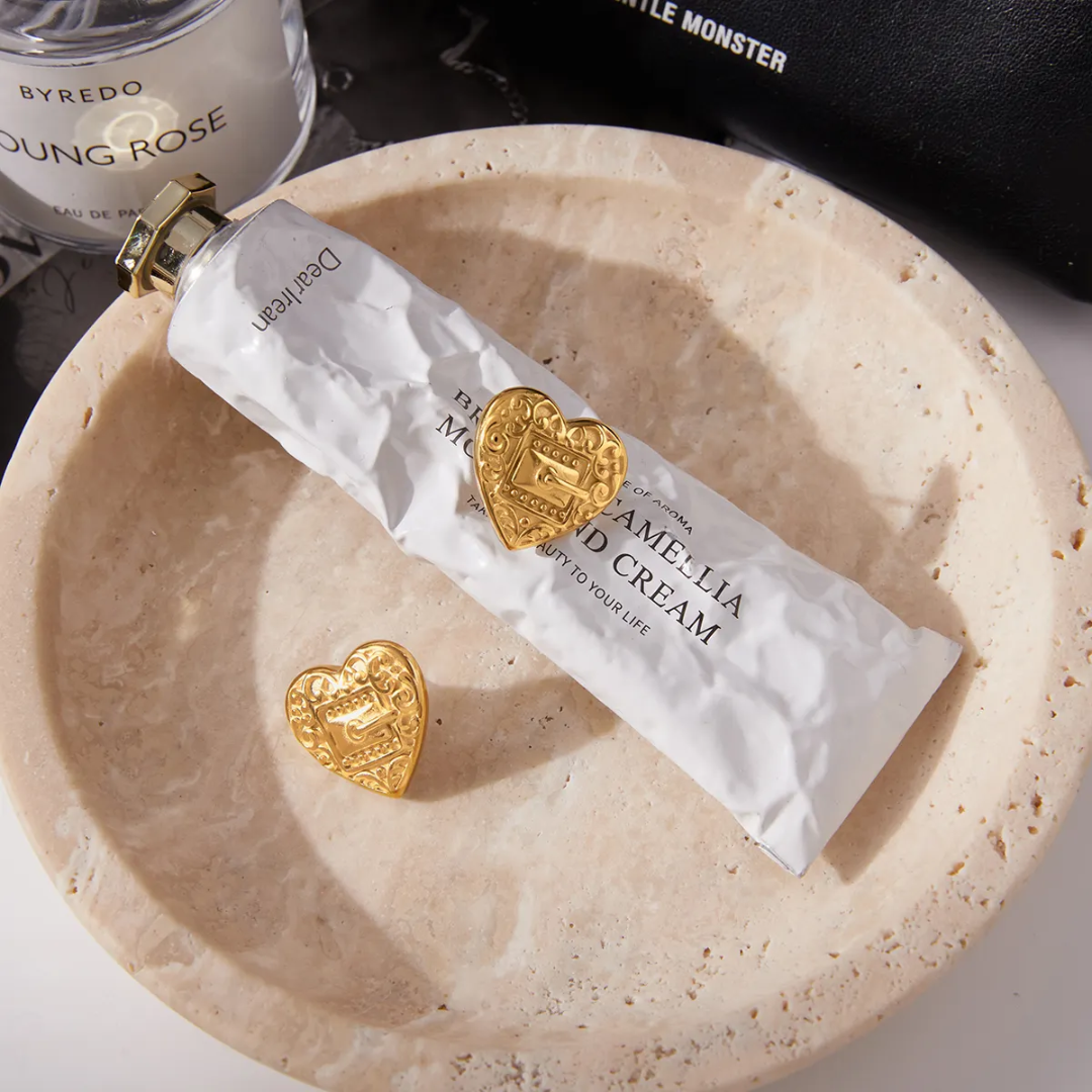 Lockin Heart Gold Earrings