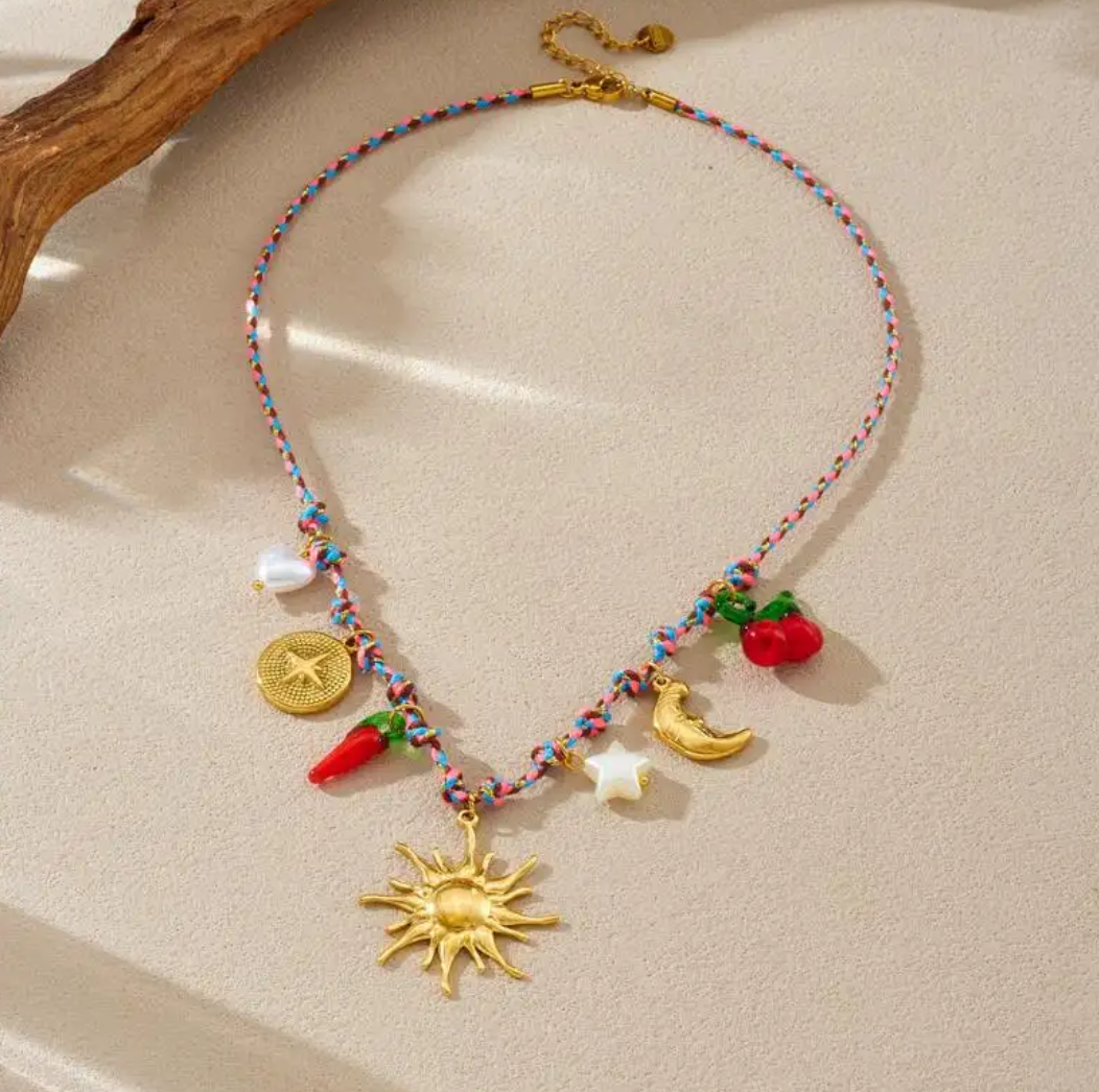 Miami Beach Red Charm Necklace