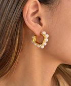 Squara Pearl Box Hoops