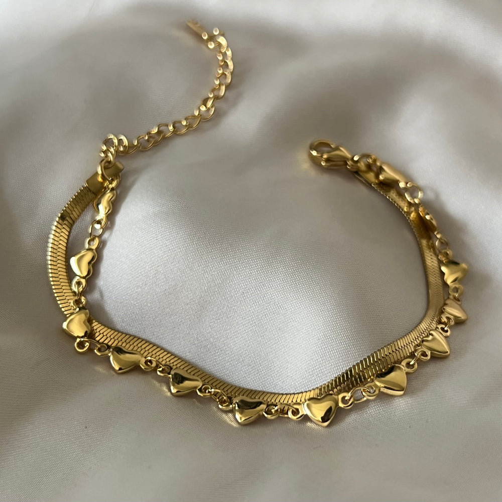 Ginnie Double Layered Heart Bracelet
