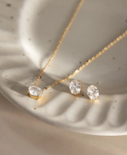 Givei Diamond Oval Necklace & Earrings Set✨