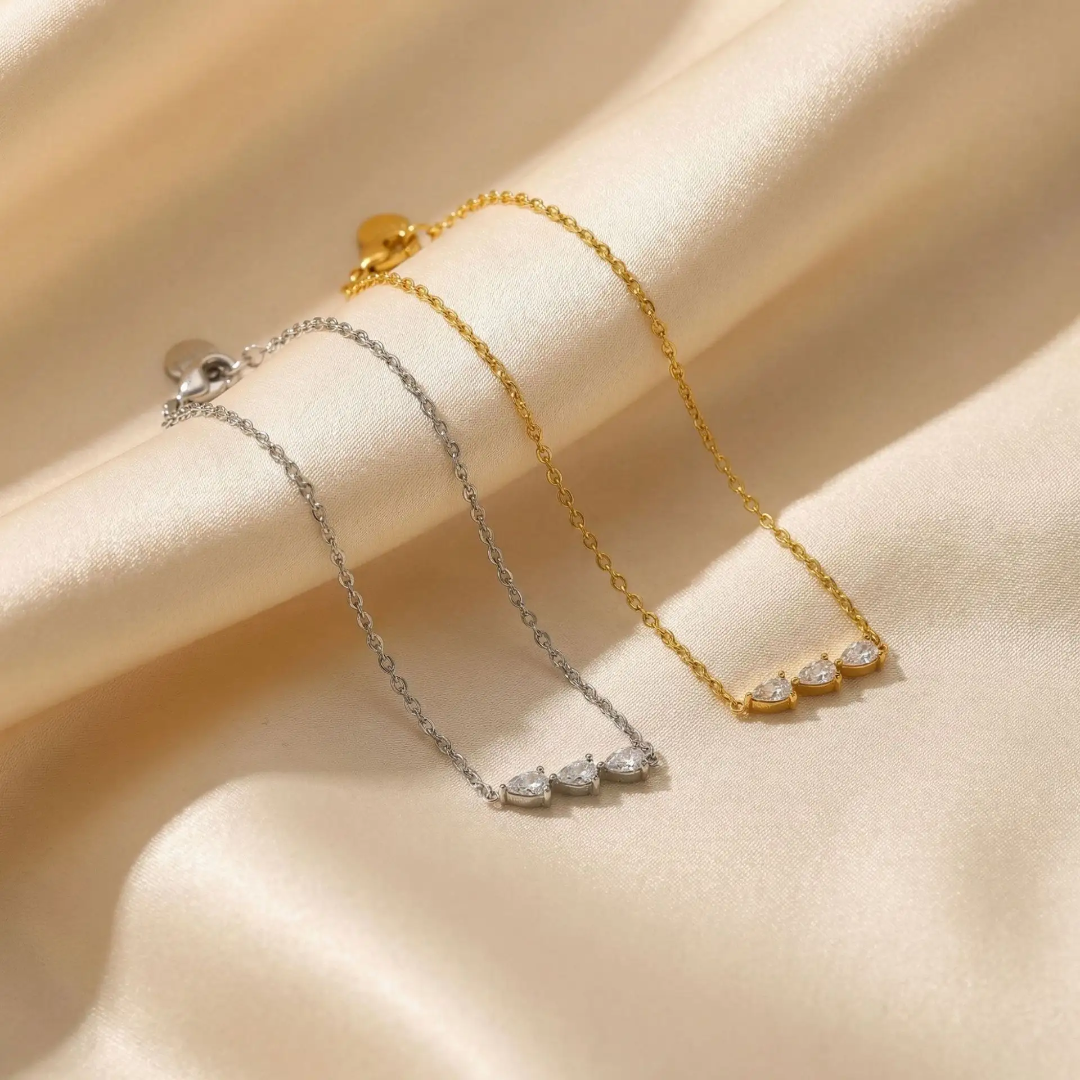 Tri Stone Diamond Leaf Bracelet