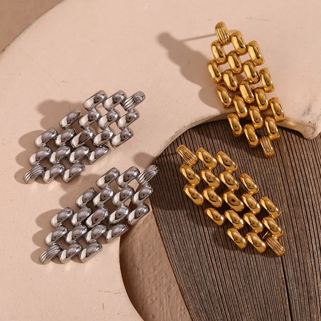 Long Check Statement Earrings