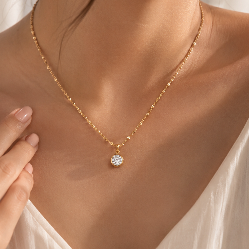 Drica Round Diamond Necklace