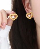 Demina Pearl Heart Earrings