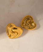Wavy Heart Gold Studs❤️