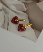 Chrimsi Red Colour Heart Earrings✨