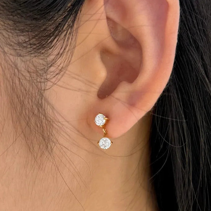 Tina Dual Diamond Dainty Earrings