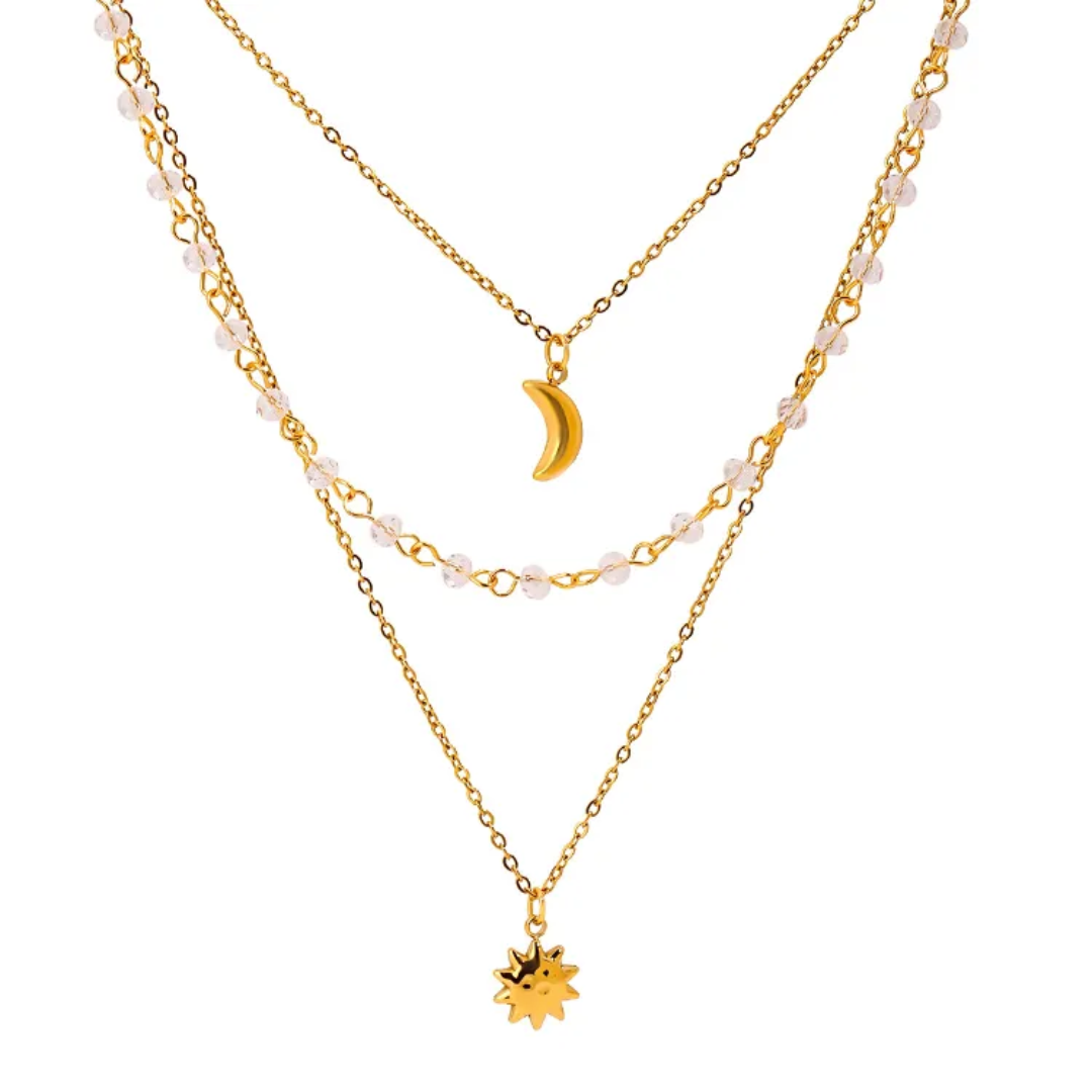 Kaveri Layered Star Moon Necklace