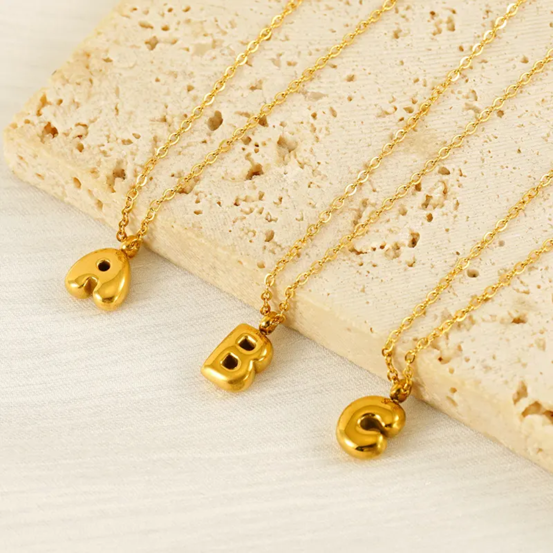 Bubble Mini Initial Letter Necklaces