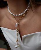 European Pearl Long Statement Necklace