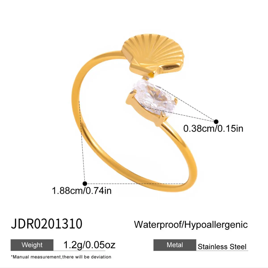 Joans Shell Solitaire Gold Ring