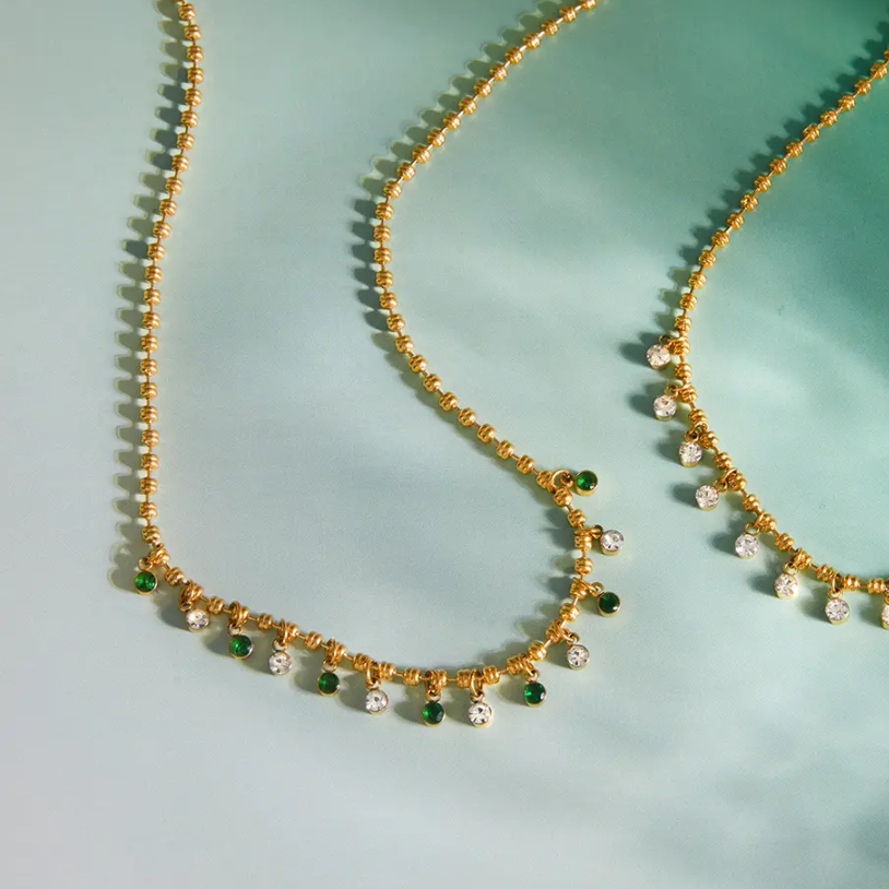 Baelish Green Emerald Charms Necklace