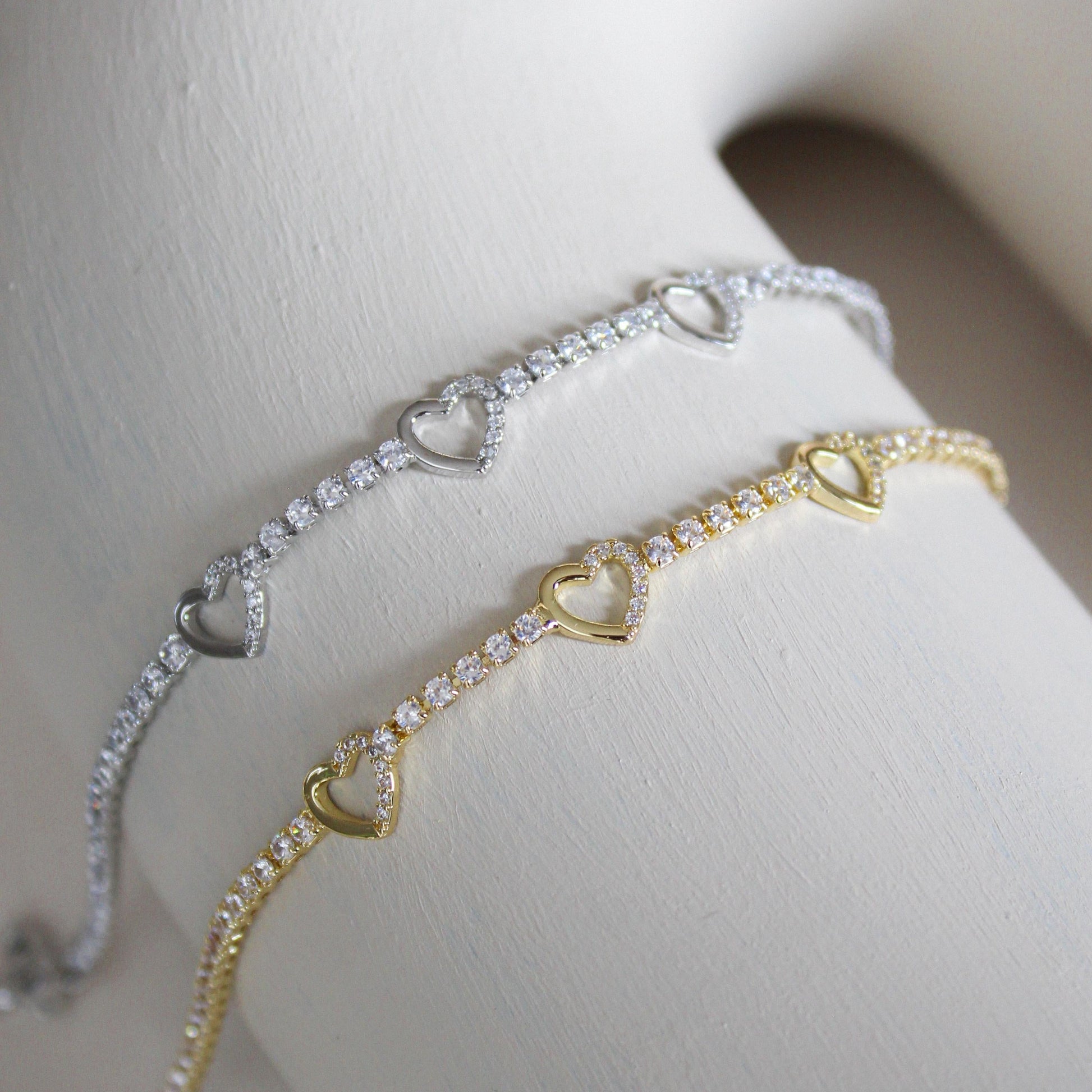 Monar Heart Gold Tennis Bracelet