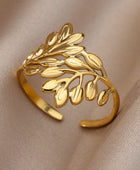 Leafy Sleek Gold Ring