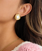 Minaz Pearl Square Studs
