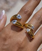 Twinkli Dual Heart Gold Ring