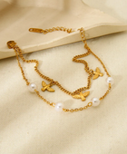 Dragonfly Pearl Charm Bracelet