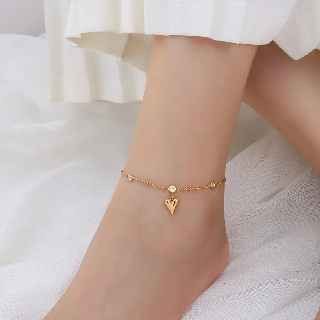 Piki Heart Gold Anklet✨❤️