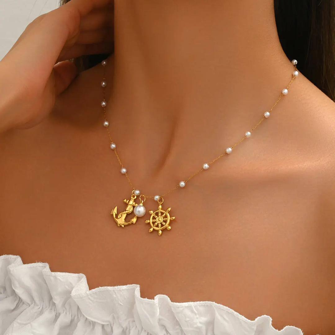 Anchor Shell Pearl Necklace