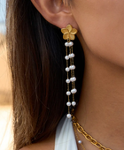 Monalisa Flower Long Pearl Earrings