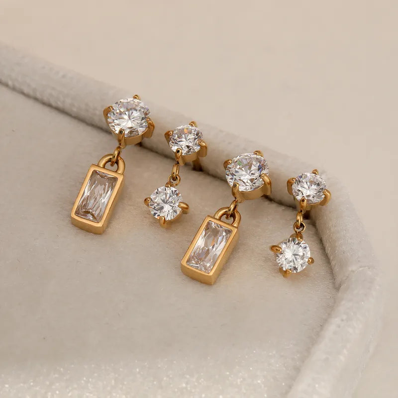 Tina Dual Diamond Dainty Earrings