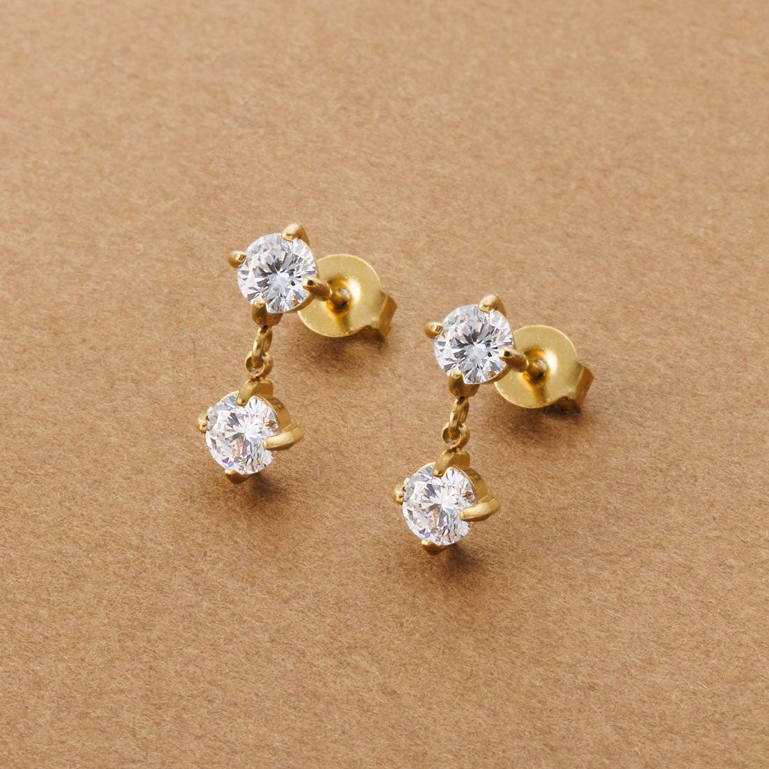 Tina Dual Diamond Dainty Earrings