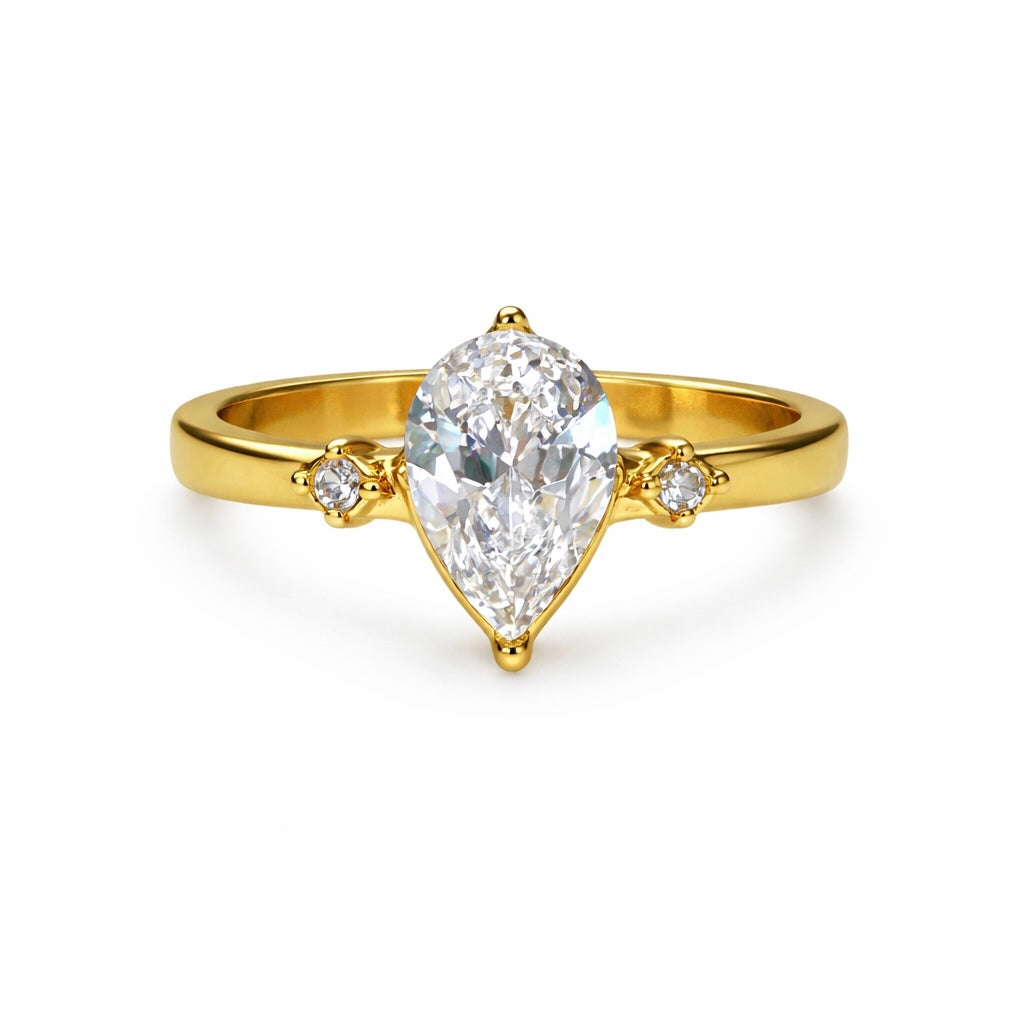 Remis Pear Solitaire Rings