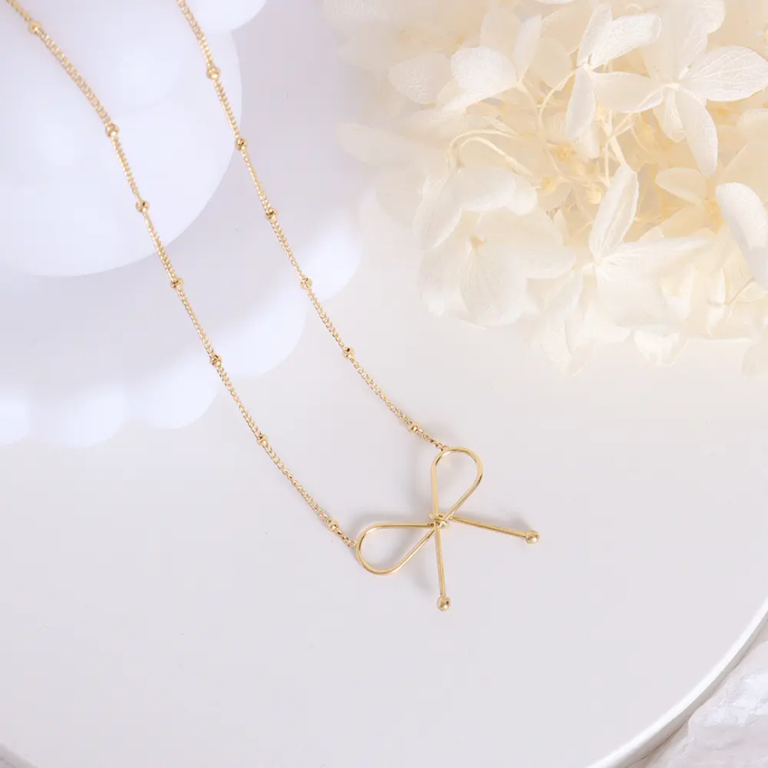 Gracie Big Bow Gold Necklace