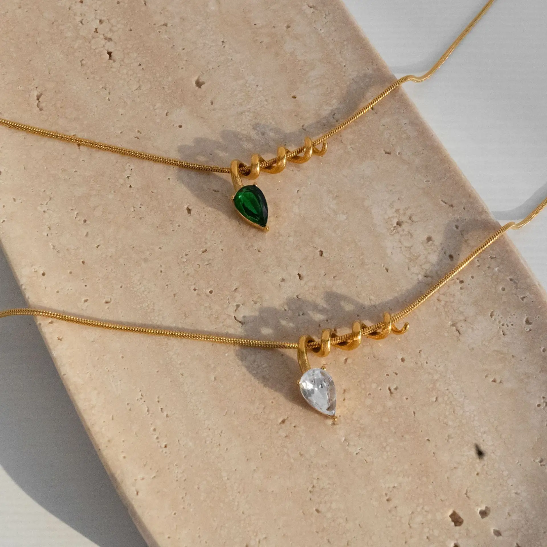 Vermeil Snake Stone Necklace