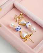 Shelza Long Bow Pearl Earrings