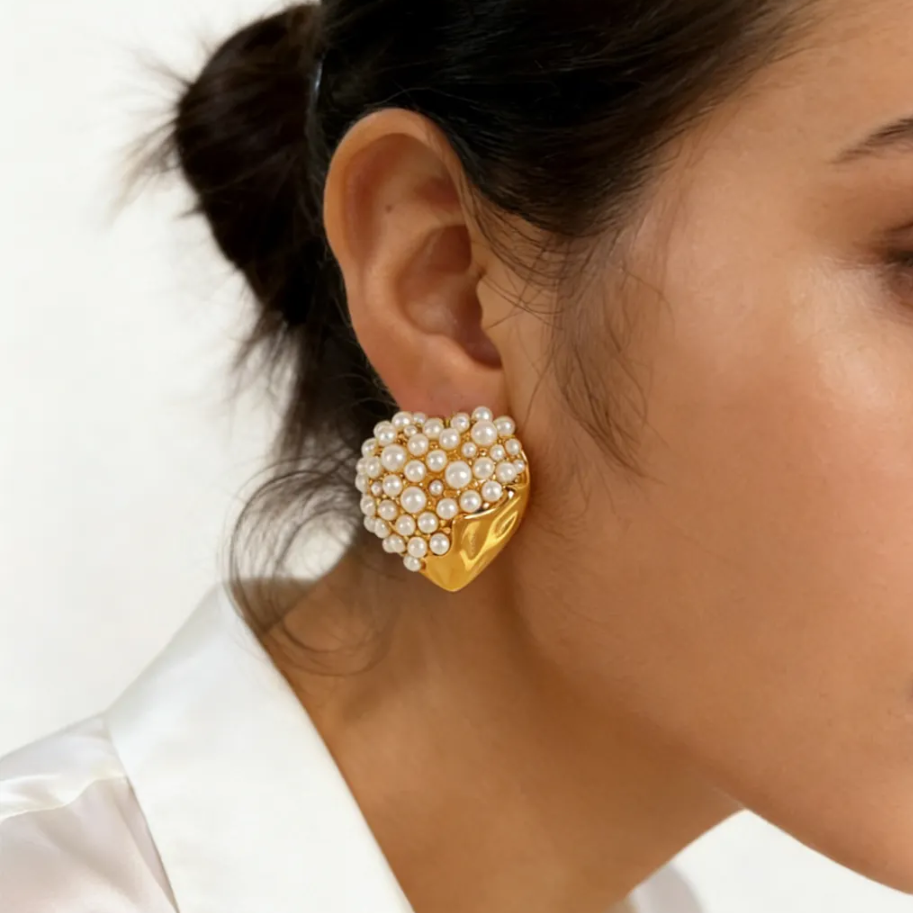 Polima Pearl Heart Earrings