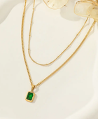 Emerald Double Layer Gold Necklace