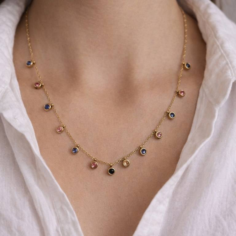 Drop Multicolour Diamond Necklace