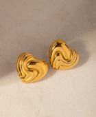 Wavy Heart Gold Studs❤️
