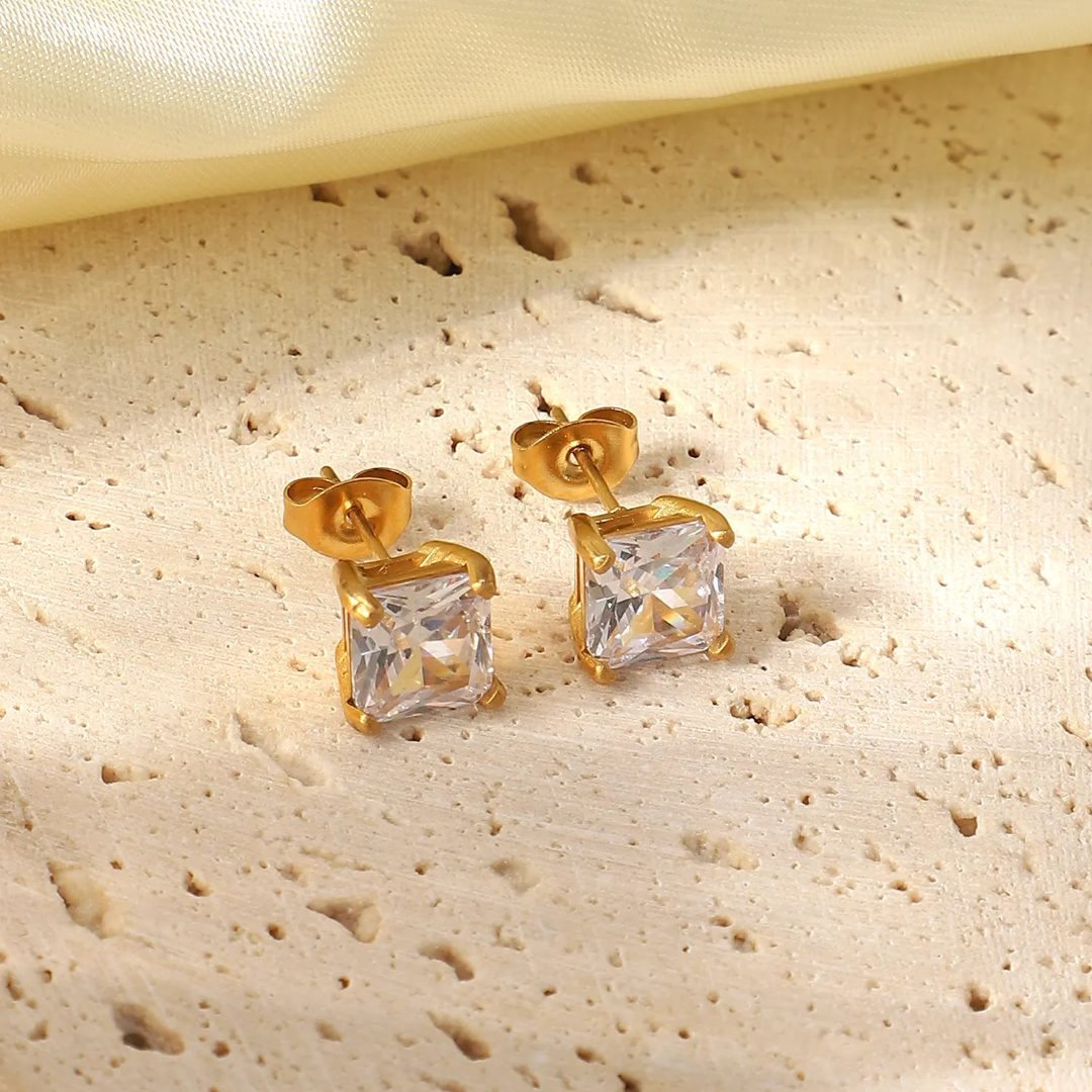 Square Dainty Diamond Stud