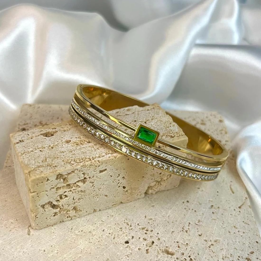 Emerald Layered Gold Cuff